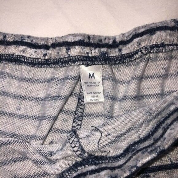 Dearfoams Pajamas Size Med Mama Gray Navy Striped Soft Knit Jogger Style Pants - Picture 9 of 9
